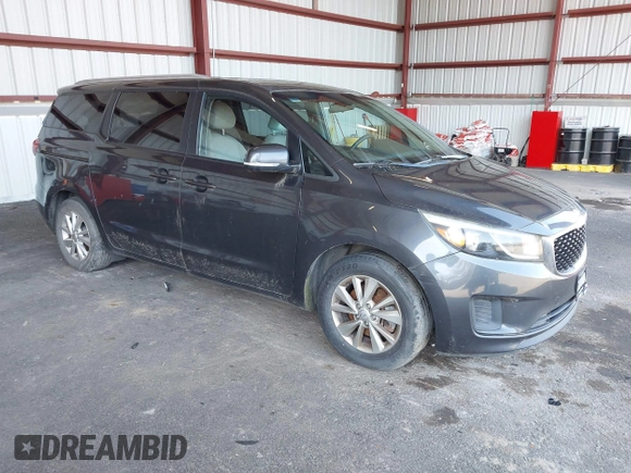 2016 Kia Sedona LX with VIN KNDMB5C12G6095407, listed as a IAAI auction lot 42068116 with 189,224 mi miles. Bid and sale history available at carsss.com. Image 1.