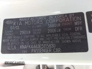 2014 Kia Forte LX with VIN KNAFK4A63E5115830, listed as a IAAI auction lot 42087188 with 111,660 mi miles. Bid and sale history available at carsss.com. Image 9.
