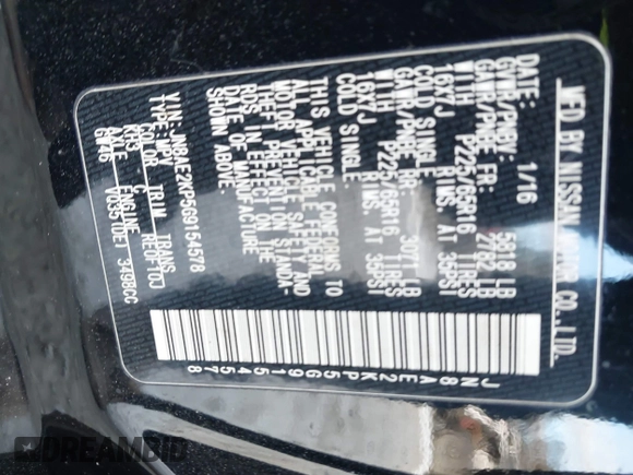 2016 Nissan Quest SV z VIN JN8AE2KP5G9154578, wystawiony jako IAAI lot #41305106 z przebiegiem 147 460 mil mil oraz . Historia ofert i sprzedaży dostępna na DreamBid. Obrazek 9.