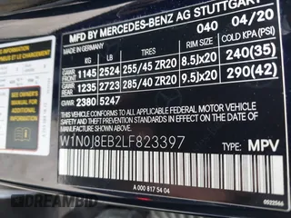 2020 Mercedes-Benz GLC with VIN W1N0J8EB2LF823397, listed as a IAAI auction lot 41469142 with 86,252 mi miles. Bid and sale history available at carsss.com. Image 9.