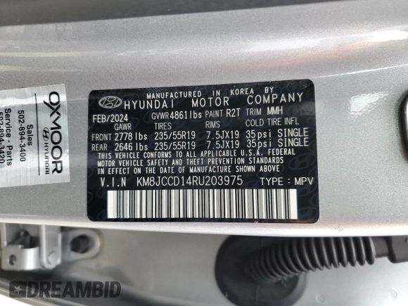 2024 Hyundai Tucson SEL Convenience with VIN KM8JCCD14RU203975, listed as a Copart auction lot 44307475 with 7,528 mi miles and Salvage Title. Bid and sale history available at carsss.com. Image 14.