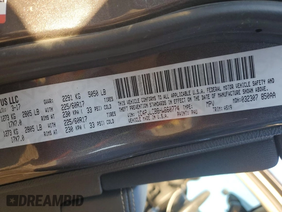 2017 Jeep Cherokee Latitude with VIN 1C4PJLCB8HW660774, listed as a Copart auction lot 41416015 with 112,360 mi miles and Salvage Title. Bid and sale history available at carsss.com. Image 13.