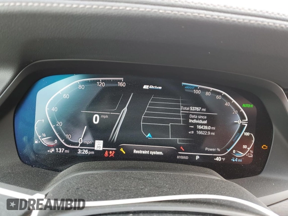2022 BMW X5 xDrive45e with VIN 5UXTA6C06N9J13414, listed as a Copart auction lot 60317535 with 53,767 mi miles and Salvage title. Bid and sale history available at DreamBid. Image 9.