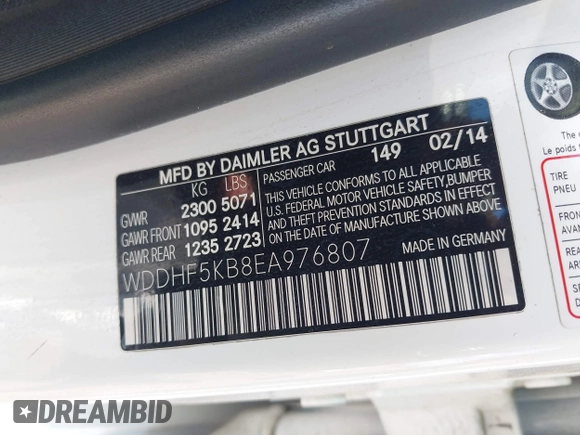 2014 Mercedes-Benz E 350 Sport с VIN WDDHF5KB8EA976807, выставлен на аукционе IAAI как лот 42315607 с пробегом 114 992 миль миль и . История ставок и продаж доступна на DreamBid. Изображение 9.