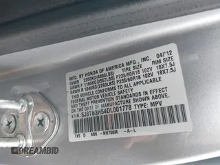 2013 Acura RDX Tech Pkg with VIN 5J8TB3H54DL001778, listed as a IAAI auction lot 41972146 with 123,552 mi miles. Bid and sale history available at carsss.com. Image 9.
