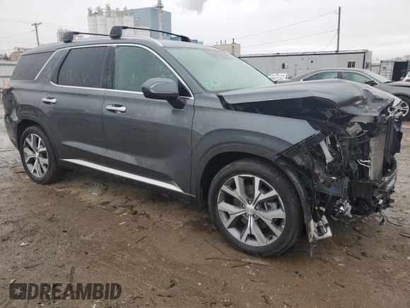 2022 Hyundai Palisade SEL with VIN KM8R4DHE0NU460547, listed as a Copart auction lot 43662685 with 45,376 mi miles and Salvage title. Bid and sale history available at DreamBid. Image 4.
