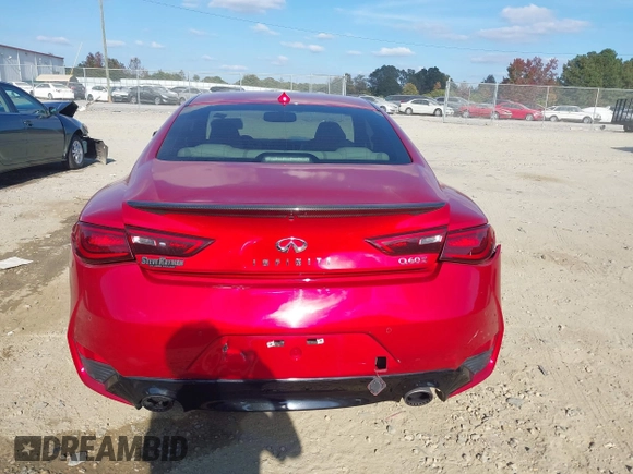 2017 Infiniti Q60 Red Sport 400 with VIN JN1FV7EK0HM610664, listed as a IAAI auction lot 40728910 with 89,817 mi miles and . Bid and sale history available at carsss.com. Image 16.
