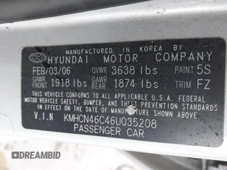 2006 Hyundai Accent GLS with VIN KMHCN46C46U035208, listed as a IAAI auction lot 41769016 with 141,065 mi miles. Bid and sale history available at carsss.com. Image 9.