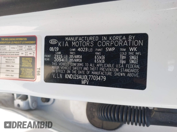 2020 Kia Soul S with VIN KNDJ23AU0L7703479, listed as a IAAI auction lot 41956064 with 18,606 mi miles. Bid and sale history available at carsss.com. Image 9.