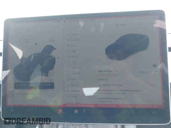 2022 Tesla Model Y Performance z VIN 7SAYGDEF5NF546680, wystawiony jako IAAI lot #42229359 z przebiegiem 55 597 mil mil oraz . Historia ofert i sprzedaży dostępna na DreamBid. Obrazek 17.