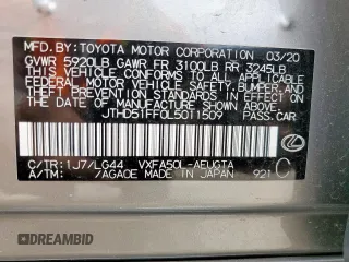 2020 Lexus LS 500 с VIN JTHD51FF0L5011509, выставлен на аукционе Copart как лот 56854095 с пробегом 34 215 миль миль и Списание • Salvage title. История ставок и продаж доступна на DreamBid. Изображение 13.
