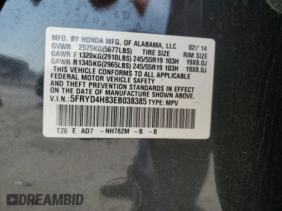 2014 Acura MDX Advance with VIN 5FRYD4H83EB038385, listed as a Copart auction lot 49025375 with 97,357 mi miles and Salvage Title. Bid and sale history available at DreamBid. Image 15.