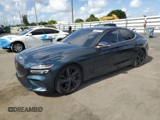2023 Genesis G70 2.0T with VIN KMTG34TAXPU120085, listed as a Copart auction lot 60063715 with 26,793 mi miles and Salvage title. Bid and sale history available at DreamBid. Image 1.