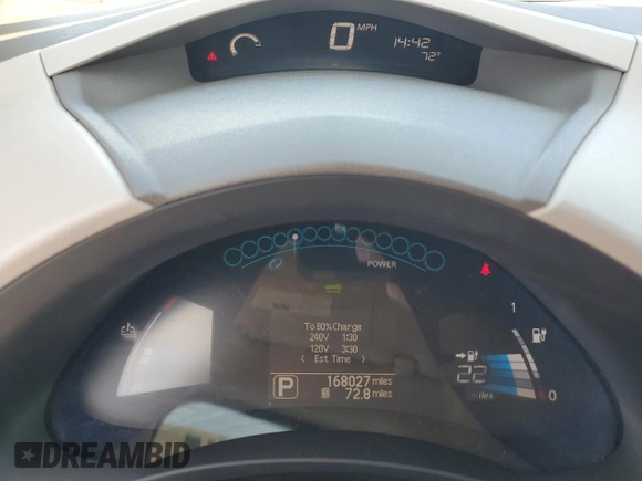 2011 Nissan LEAF SL-e with VIN JN1AZ0CP7BT000987, listed as a Copart auction lot 50105945 with 168,027 mi miles and Clean Title. Bid and sale history available at carsss.com. Image 9.