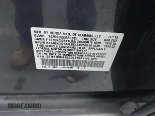 2014 Acura MDX Tech Pkg with VIN 5FRYD3H41EB012164, listed as a IAAI auction lot 41765473 with 59,935 mi miles. Bid and sale history available at carsss.com. Image 9.