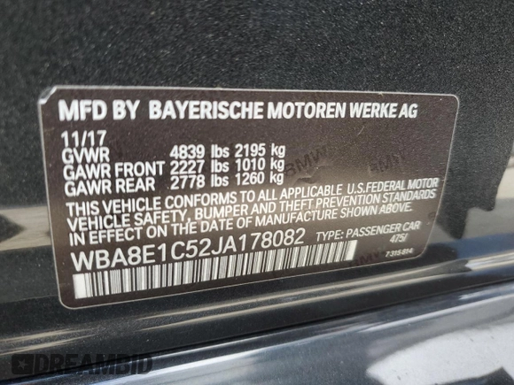 2018 BMW 3 Series 330e iPerformance with VIN WBA8E1C52JA178082, listed as a Copart auction lot 44809595 with 153,425 mi miles and Salvage Title. Bid and sale history available at carsss.com. Image 15.