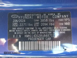 2024 Hyundai Elantra SE with VIN KMHLL4DG3RU848717, listed as a IAAI auction lot 41942375 with 7,879 mi miles and . Bid and sale history available at DreamBid. Image 9.