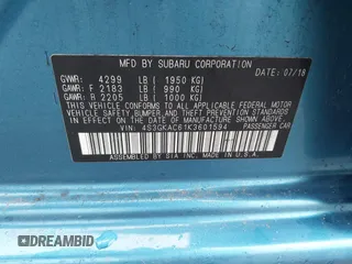 2019 Subaru Impreza Premium с VIN 4S3GKAC61K3601594, выставлен на аукционе IAAI как лот 42263911 с пробегом 64 728 миль миль и . История ставок и продаж доступна на DreamBid. Изображение 9.