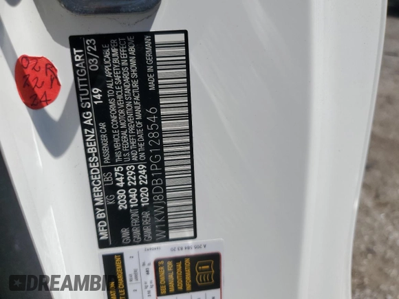 2023 Mercedes-Benz C 300 with VIN W1KWJ8DB1PG128546, listed as a Copart auction lot 69975884 with Not Provided miles and Salvage Title. Bid and sale history available at DreamBid. Image 12.