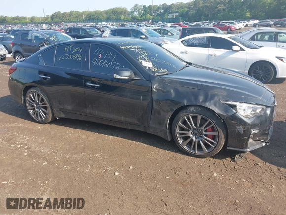 2021 Infiniti Q50 Red Sport 400 z VIN JN1FV7DR6MM880572, wystawiony jako IAAI lot #42411884 z przebiegiem 31 436 mil mil oraz . Historia ofert i sprzedaży dostępna na DreamBid. Obrazek 1.