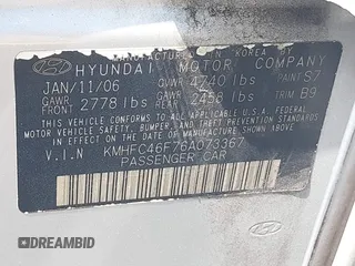 2006 Hyundai Azera SE with VIN KMHFC46F76A073367, listed as a IAAI auction lot 42174768 with 49,314 mi miles and . Bid and sale history available at DreamBid. Image 9.