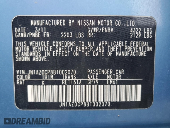 2011 Nissan LEAF SL with VIN JN1AZ0CP8BT002070, listed as a Copart auction lot 71450564 with 55,295 mi miles and Salvage Title. Bid and sale history available at carsss.com. Image 14.