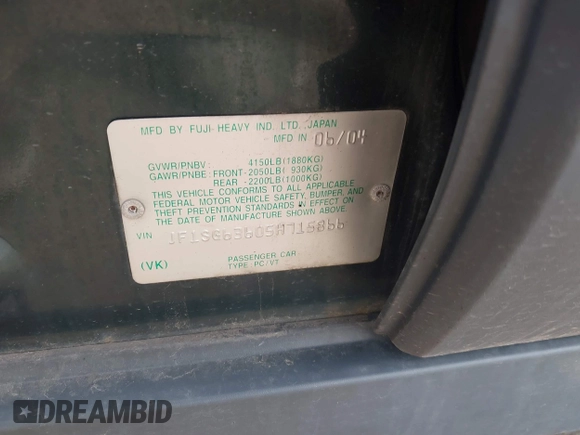 2005 Subaru Forester X с VIN JF1SG63605H715866, выставлен на аукционе IAAI как лот 42106083 с пробегом 129 379 миль миль и . История ставок и продаж доступна на DreamBid. Изображение 9.