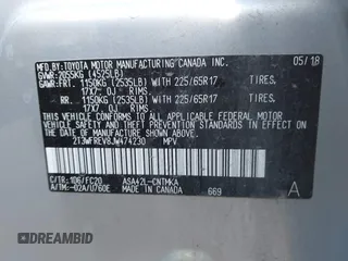 2018 Toyota RAV4 XLE with VIN 2T3WFREV8JW474230, listed as a IAAI auction lot 42687475 with 182,264 mi miles and . Bid and sale history available at DreamBid. Image 9.