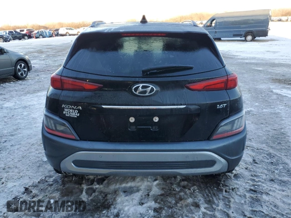 2022 Hyundai Kona Limited with VIN KM8K53A36NU902118, listed as a Copart auction lot 45153975 with 30,597 mi miles and Salvage Title. Bid and sale history available at carsss.com. Image 6.