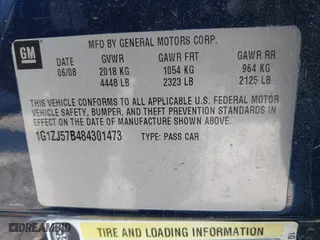 2008 Chevrolet Malibu LT w/2LT with VIN 1G1ZJ57B484301473, listed as a IAAI auction lot 41931923 with 197,796 mi miles. Bid and sale history available at carsss.com. Image 9.