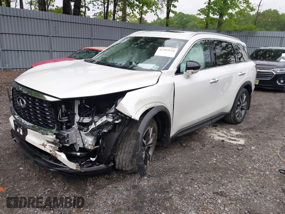 2025 Infiniti QX60 Luxe with VIN 5N1AL1FS6SC351230, listed as a IAAI auction lot 42285154 with 310 mi miles and . Bid and sale history available at DreamBid. Image 2.