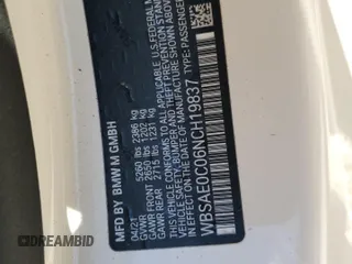 2022 BMW M8 Competition z VIN WBSAE0C06NCH19837, wystawiony jako Copart lot #56768815 z przebiegiem 27 088 mil mil oraz Szkoda całkowita • Salvage title. Historia ofert i sprzedaży dostępna na DreamBid. Obrazek 12.
