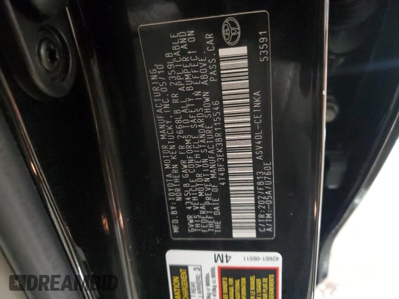 2011 Toyota Camry LE with VIN 4T4BF3EK3BR115546, listed as a Copart auction lot 43132815 with 141,635 mi miles and Salvage Title. Bid and sale history available at carsss.com. Image 12.