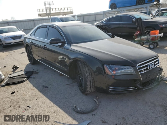 2013 Audi A8 L 3.0L with VIN WAURGAFD1DN000663, listed as a Copart auction lot 50812425 with 0 mi miles and Salvage Title. Bid and sale history available at carsss.com. Image 4.