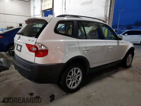 2005 BMW X3 2.5i with VIN WBXPA73485WC47845, listed as a Copart auction lot 84540204 with 96,544 mi miles and Salvage Title. Bid and sale history available at carsss.com. Image 3.