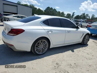 2020 Genesis G70 2.0T with VIN KMTG34LA5LU064227, listed as a Copart auction lot 59328375 with 77,287 mi miles and Salvage title. Bid and sale history available at DreamBid. Image 3.