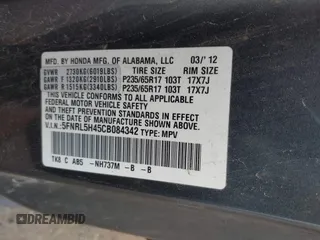 2012 Honda Odyssey EX z VIN 5FNRL5H45CB084342, wystawiony jako IAAI lot #42329303 z przebiegiem 173 711 mil mil oraz . Historia ofert i sprzedaży dostępna na DreamBid. Obrazek 9.