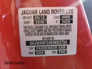2014 Jaguar F-Type S with VIN SAJWA6FC4E8K03754, listed as a Copart auction lot 79201214 with 35,093 mi miles and Salvage Title. Bid and sale history available at DreamBid. Image 12.