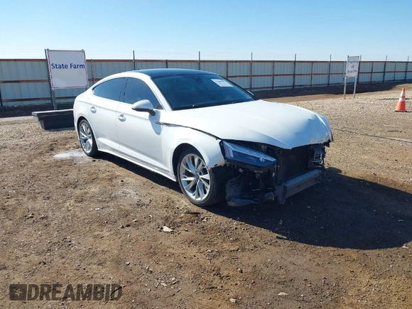 2021 Audi A5 Sportback Premium Plus with VIN WAUCBCF56MA020486, listed as a IAAI auction lot 41486099 with 91,892 mi miles. Bid and sale history available at carsss.com. Image 1.