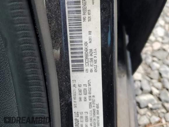 2013 Chrysler 200 LX with VIN 1C3CCBAB0DN641484, listed as a Copart auction lot 52824815 with 159,957 mi miles and Salvage Title. Bid and sale history available at DreamBid. Image 12.