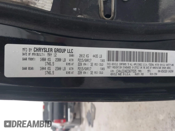 2012 Jeep Compass Latitude with VIN 1C4NJCEA6CD677525, listed as a IAAI auction lot 41478397 with 174,655 mi miles and . Bid and sale history available at carsss.com. Image 9.