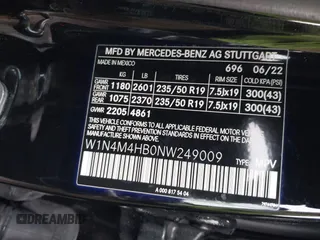 2022 Mercedes-Benz GLB 250 с VIN W1N4M4HB0NW249009, выставлен на аукционе IAAI как лот 41422295 с пробегом 49 761 миль миль и . История ставок и продаж доступна на DreamBid. Изображение 9.