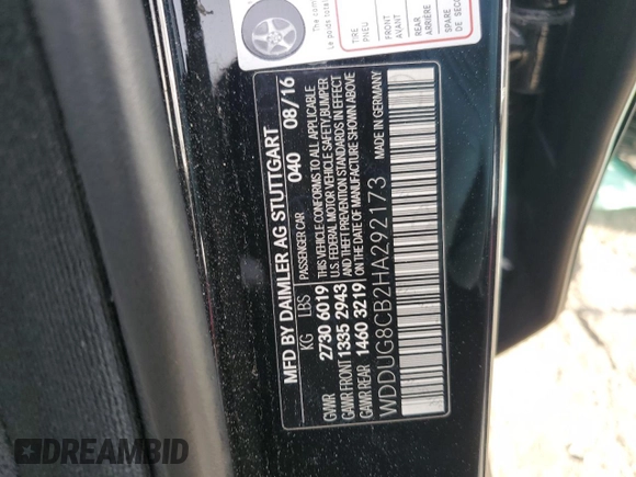 2017 Mercedes-Benz S 550 with VIN WDDUG8CB2HA292173, listed as a Copart auction lot 45757075 with 99,985 mi miles and Salvage Title. Bid and sale history available at carsss.com. Image 14.