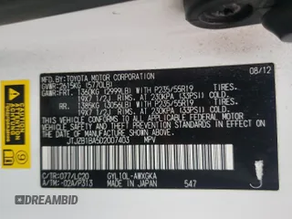 2013 Lexus RX 450h с VIN JTJZB1BA5D2007403, выставлен на аукционе Copart как лот 57331335 с пробегом 158 978 миль миль и Чистый • Clean title. История ставок и продаж доступна на DreamBid. Изображение 12.