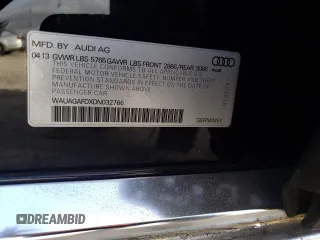 2013 Audi A8 3.0L with VIN WAUAGAFDXDN032766, listed as a Copart auction lot 84275944 with 127,388 mi miles and Salvage title. Bid and sale history available at DreamBid. Image 15.