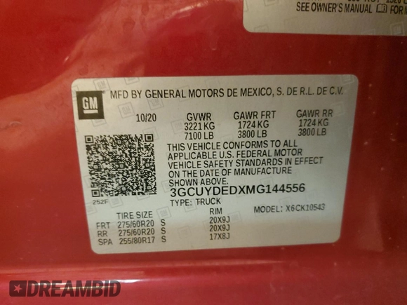 2021 Chevrolet Silverado 1500 LT with VIN 3GCUYDEDXMG144556, listed as a Copart auction lot 49736605 with 34,418 mi miles and Salvage Title. Bid and sale history available at DreamBid. Image 14.