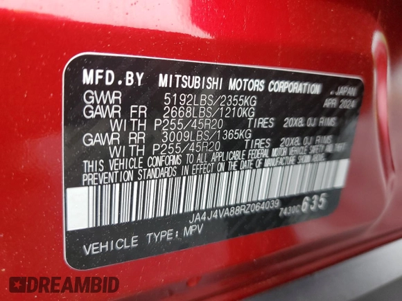 2024 Mitsubishi Outlander SE z VIN JA4J4VA88RZ064039, wystawiony jako Copart lot #58999405 z przebiegiem 24 995 mil mil oraz Szkoda całkowita • Salvage title. Historia ofert i sprzedaży dostępna na DreamBid. Obrazek 13.