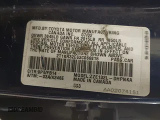 2003 Toyota Matrix Std with VIN 2T1KR32E63C066815, listed as a IAAI auction lot 42061662 with 283,120 mi miles. Bid and sale history available at carsss.com. Image 9.