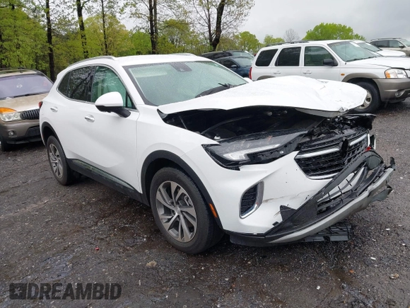 2021 Buick Envision Essence with VIN LRBFZNR45MD105813, listed as a IAAI auction lot 41968357 with 31,855 mi miles and . Bid and sale history available at carsss.com. Image 1.