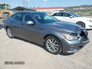 2014 Infiniti Q50 Premium with VIN JN1BV7AR4EM700333, listed as a IAAI auction lot 42109470 with 91,408 mi miles. Bid and sale history available at carsss.com. Image 1.